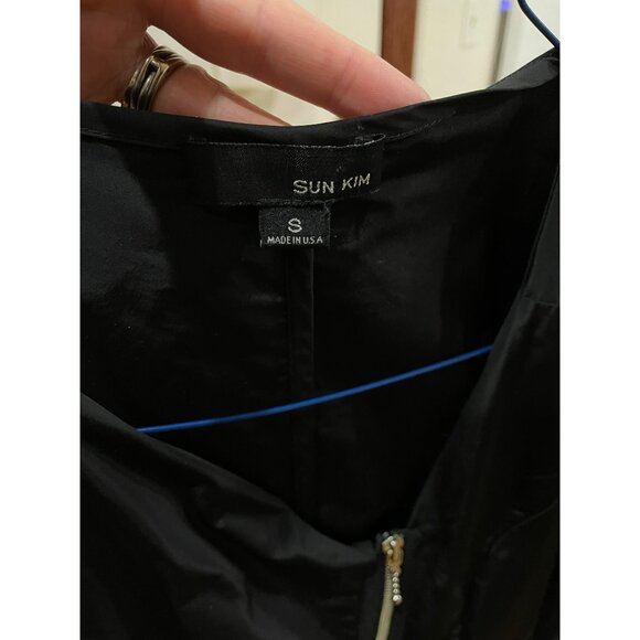 Sun Kim Black Asymmetrical Zip Front Long Sleeve Jacket Dress S - Picture 5 of 7